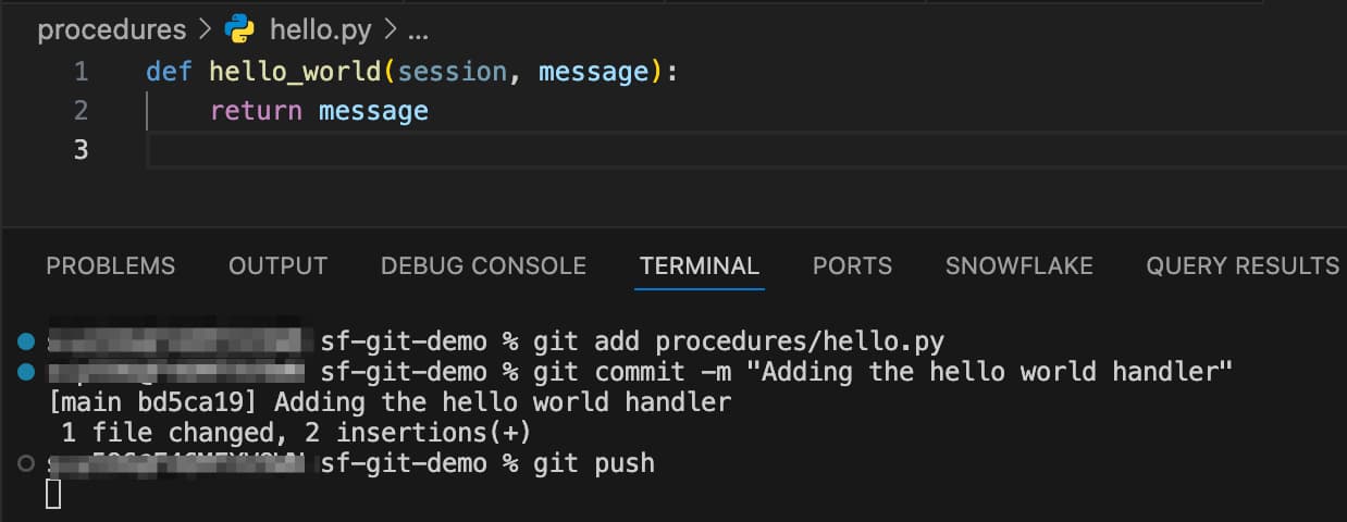 SELECT Snowflake Git Integration