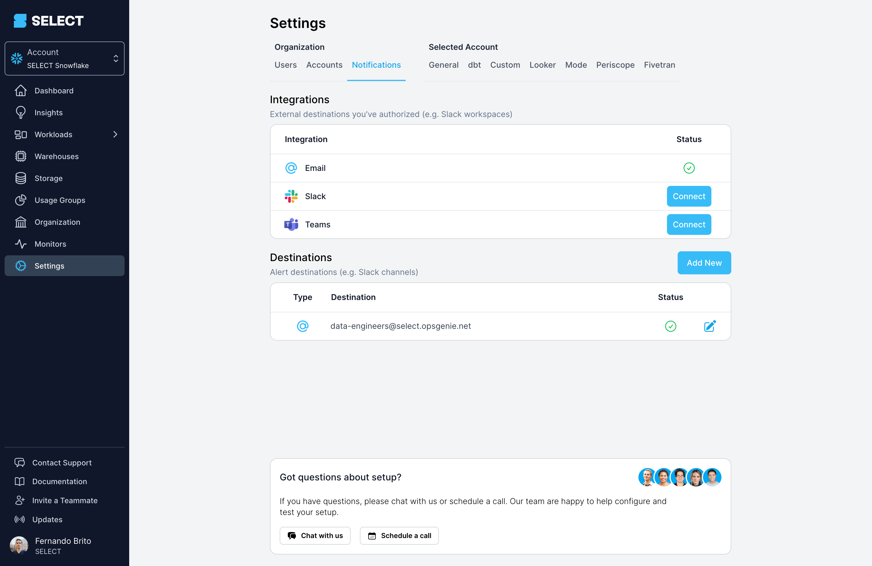 SELECT destination created