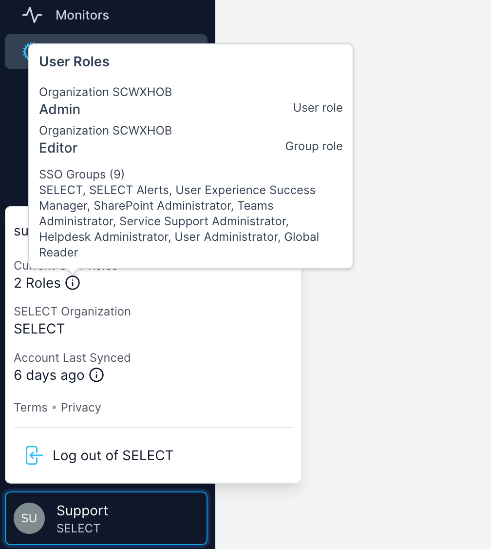 SELECT User Sidebar Roles