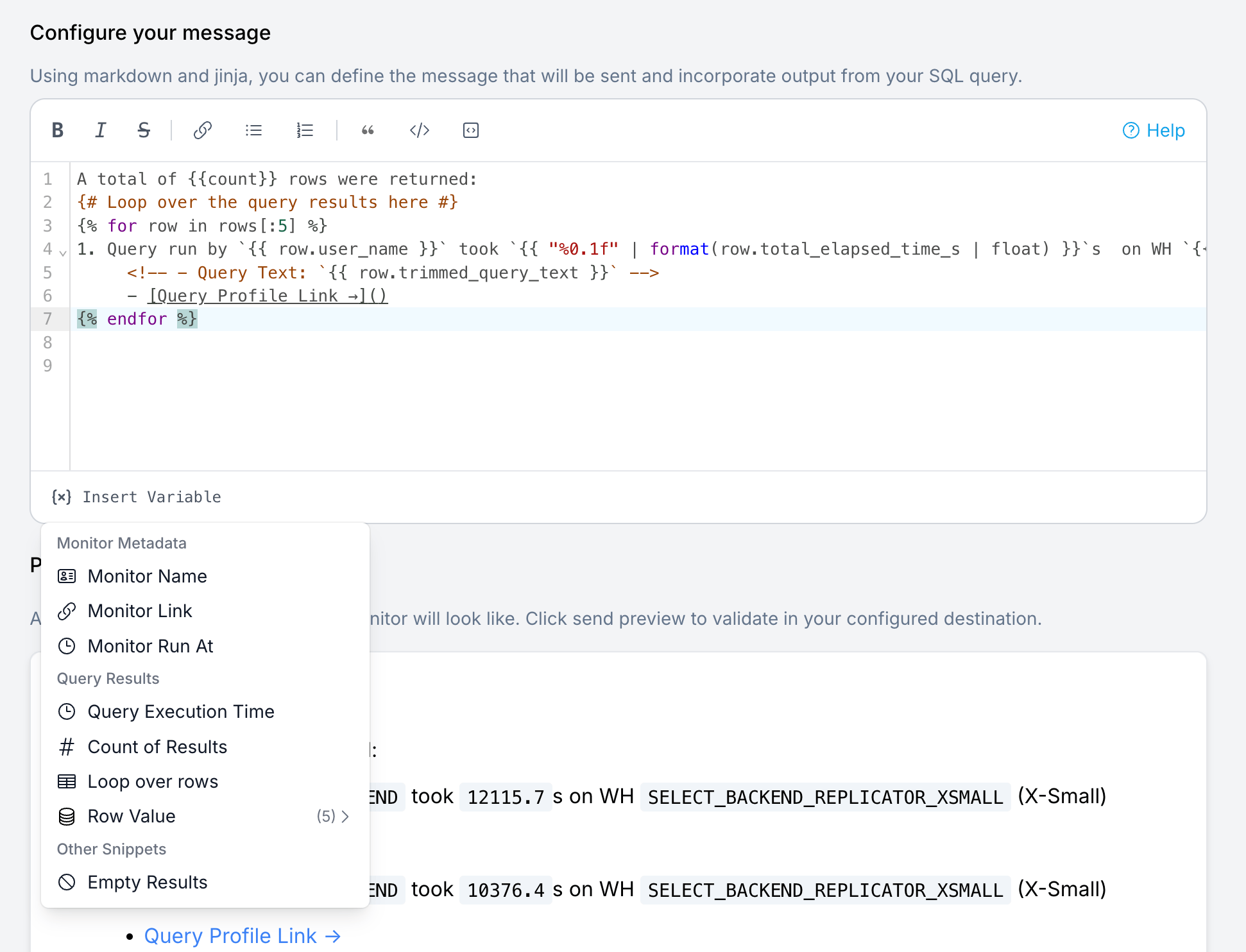 SELECT Custom SQL Monitors