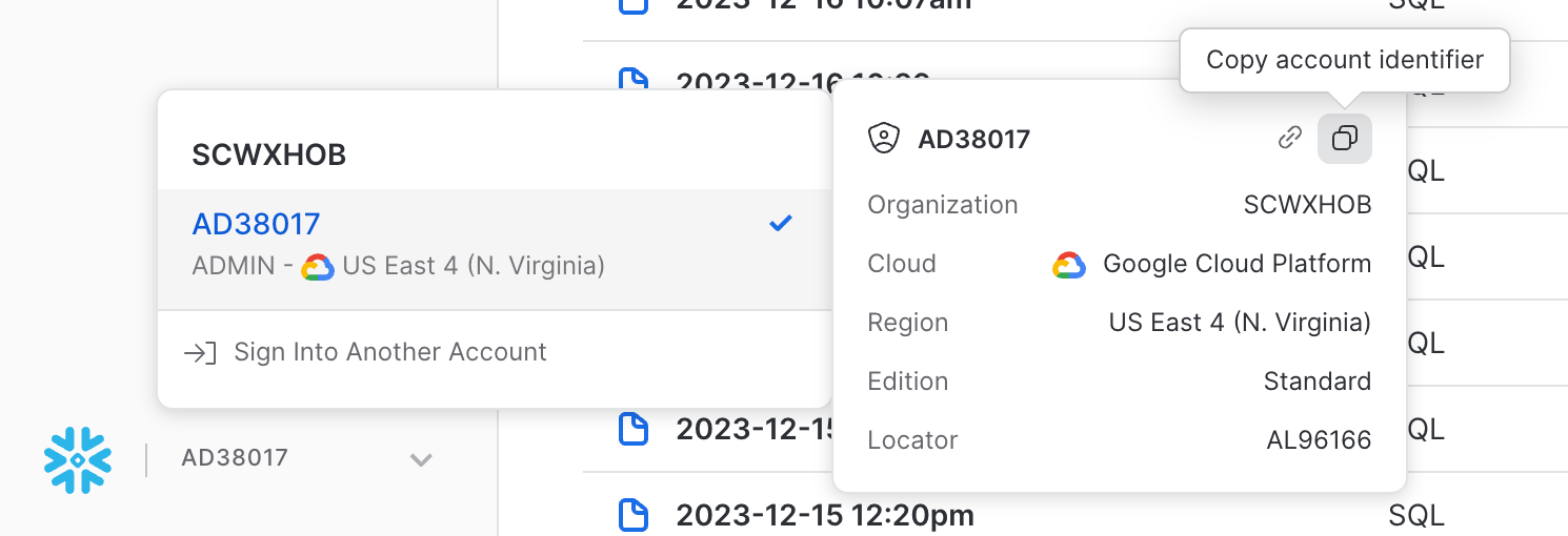 Snowflake account identifier
