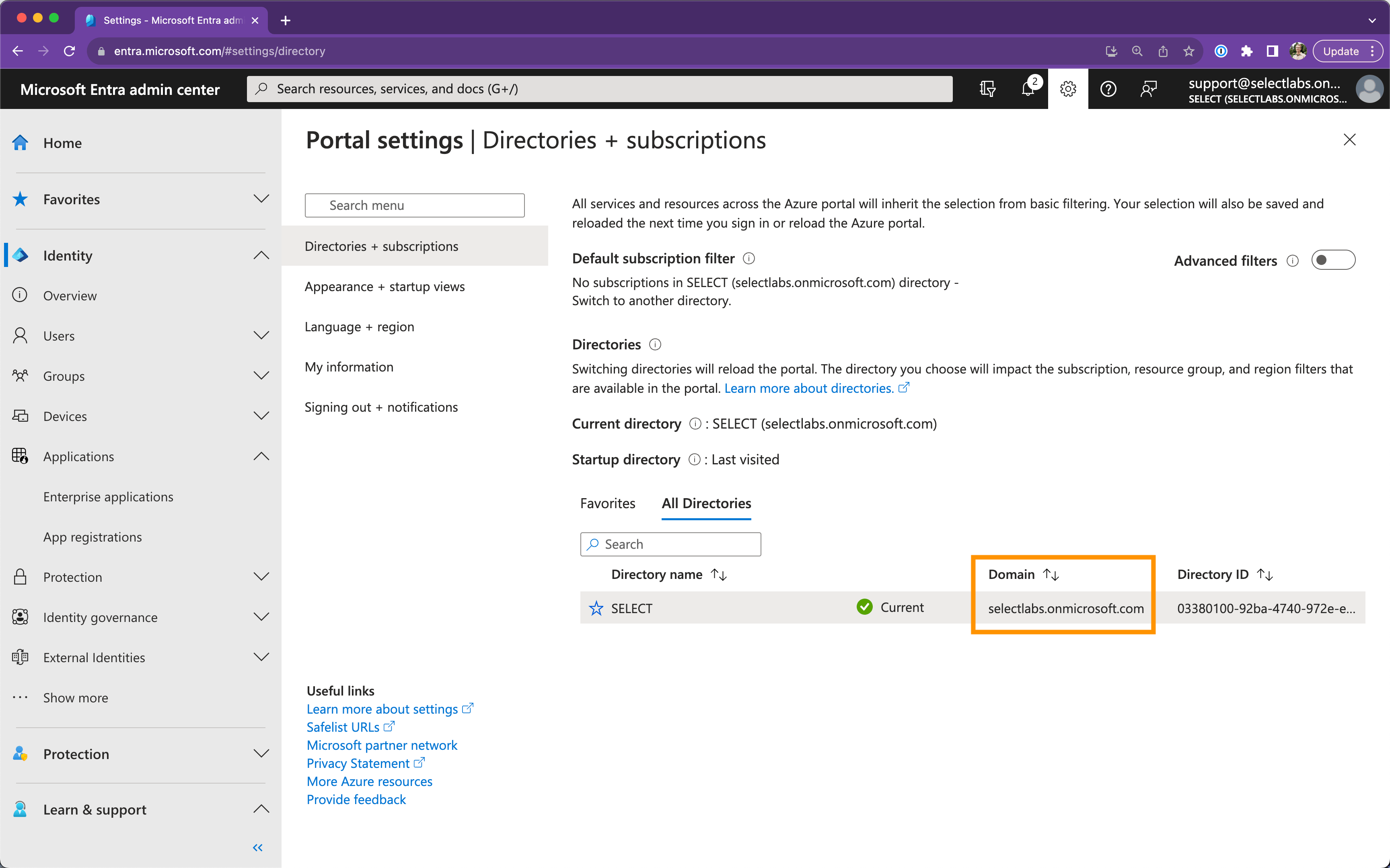 SELECT Azure AD integration setup step #10