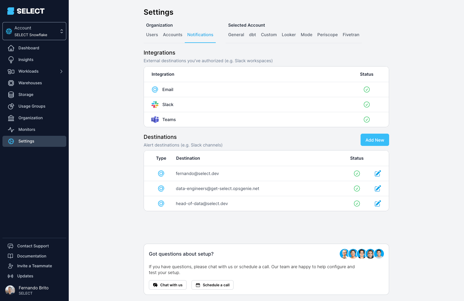 Monitor email integration