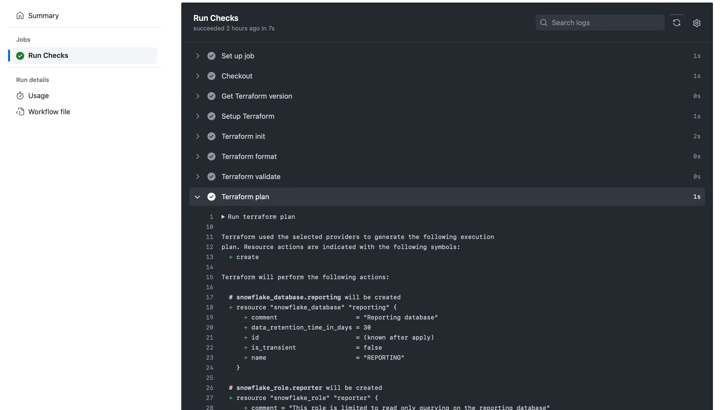 Snowflake terraform github actions workflow