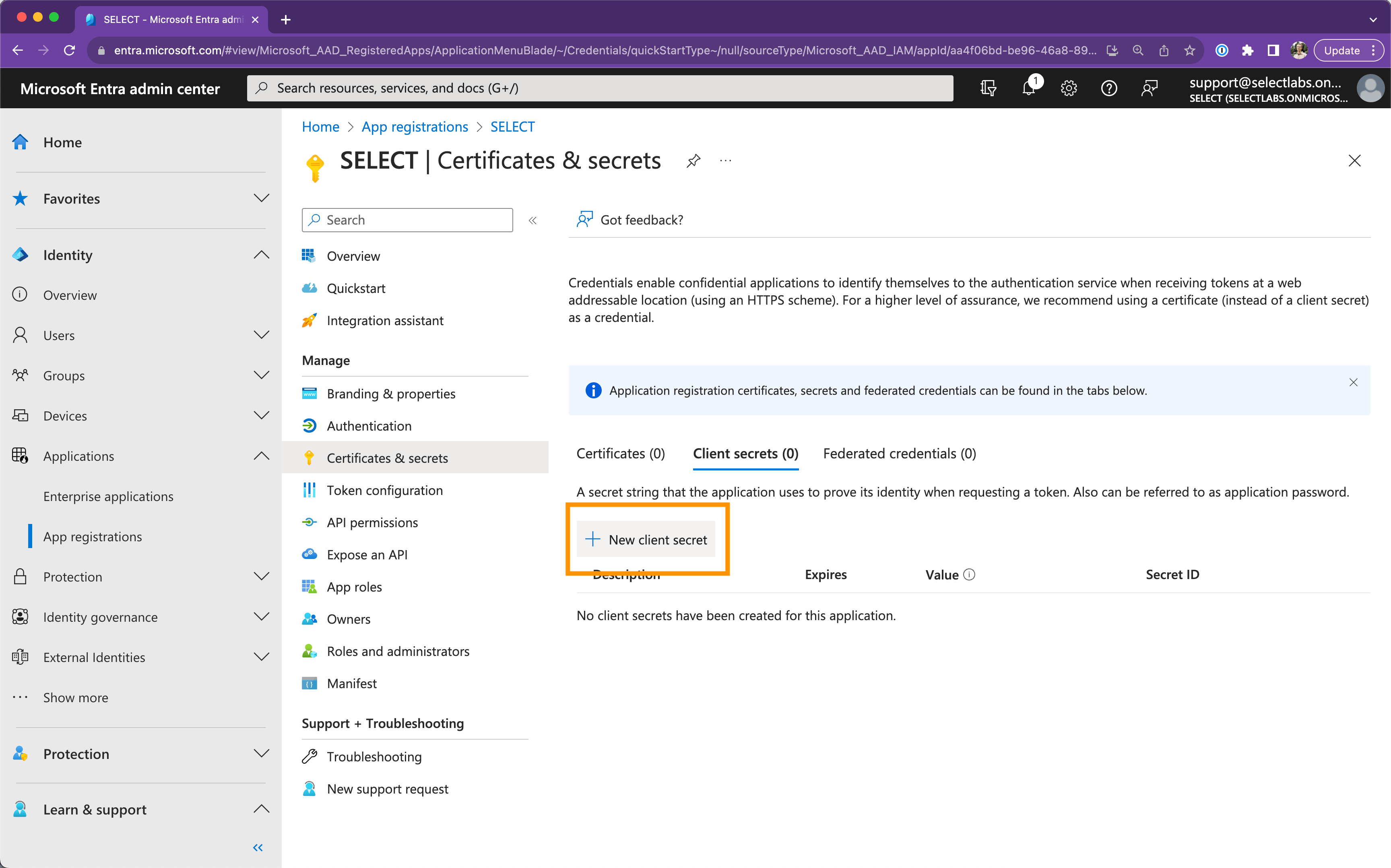 SELECT Azure AD integration setup step #5
