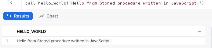 Snowflake call javascript stored procedure