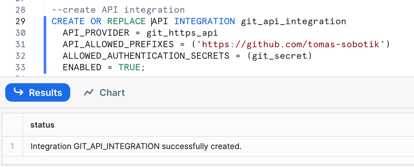 SELECT Snowflake Git Integration