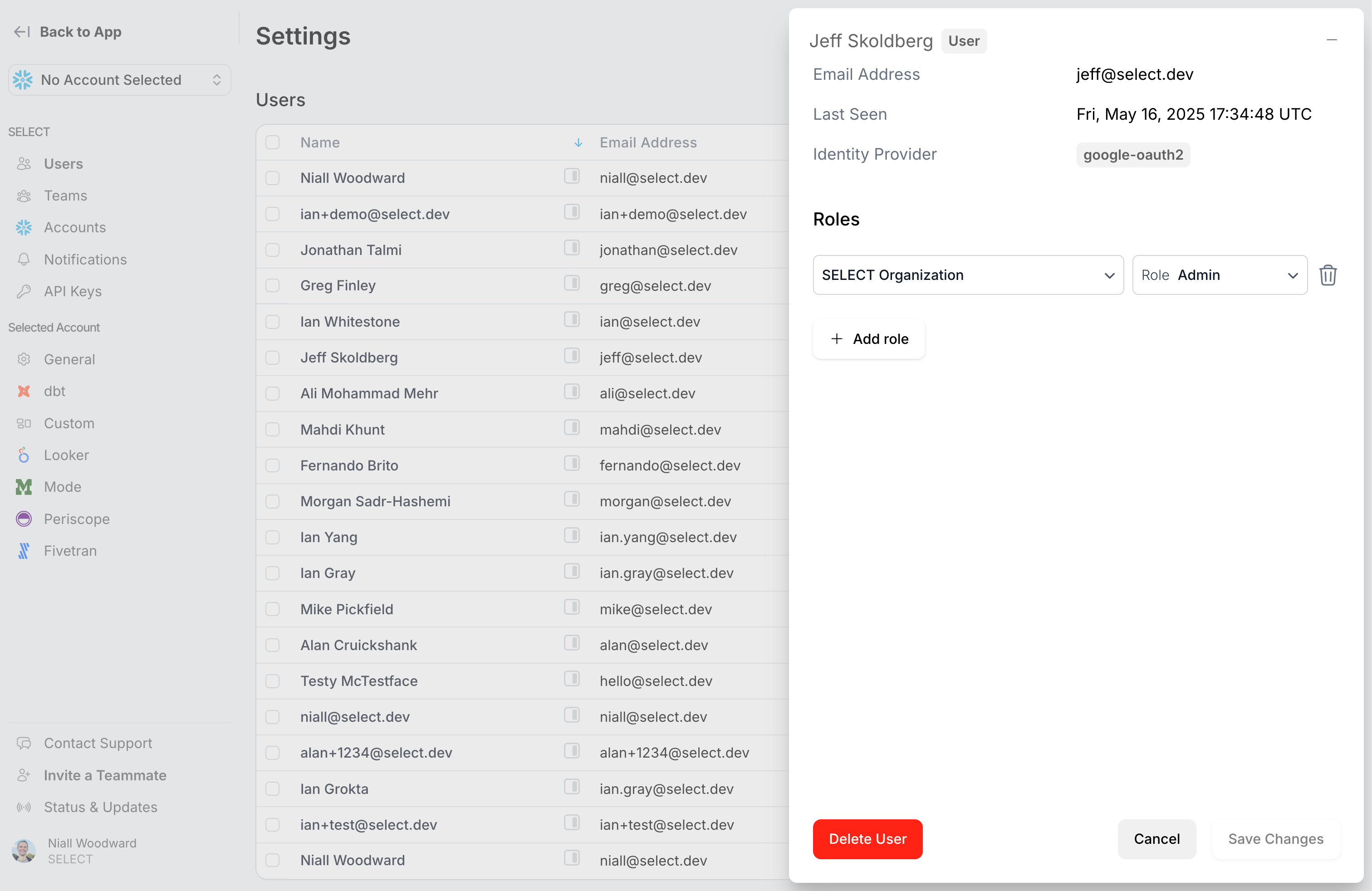 Editing a user's directly assigned roles