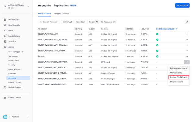 Enter Snowflake account info into SELECT