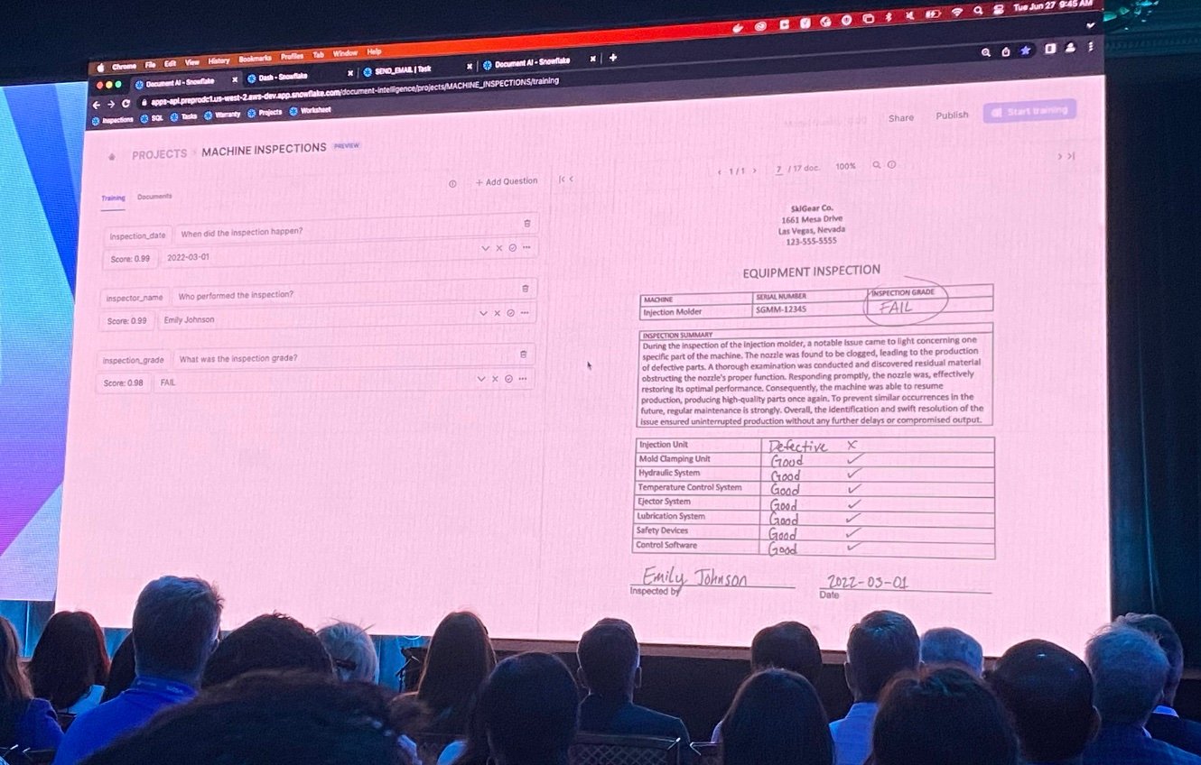 Snowflake DocumentAI announcement