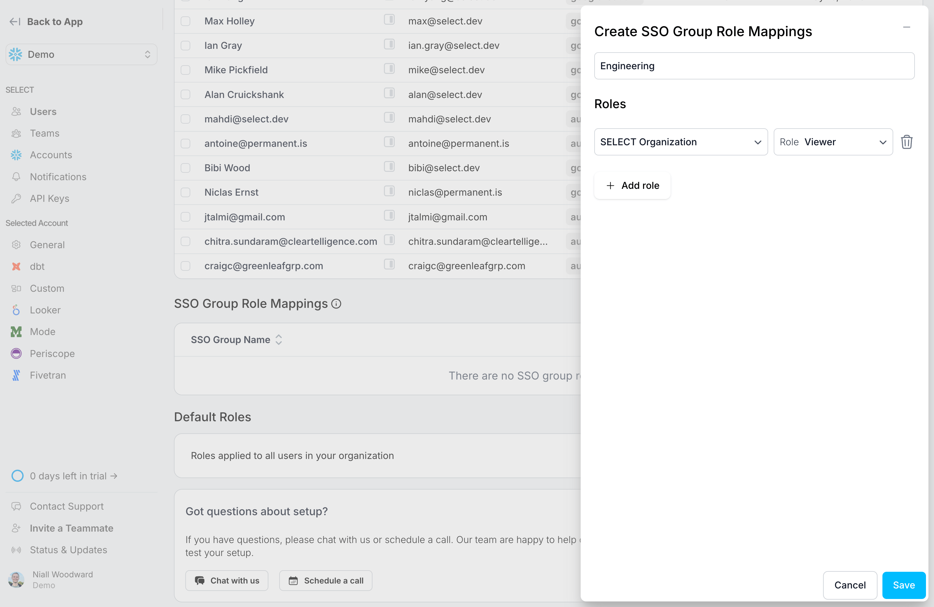 Editing SSO Group roles