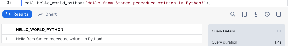 Snowflake Python stored procedure output