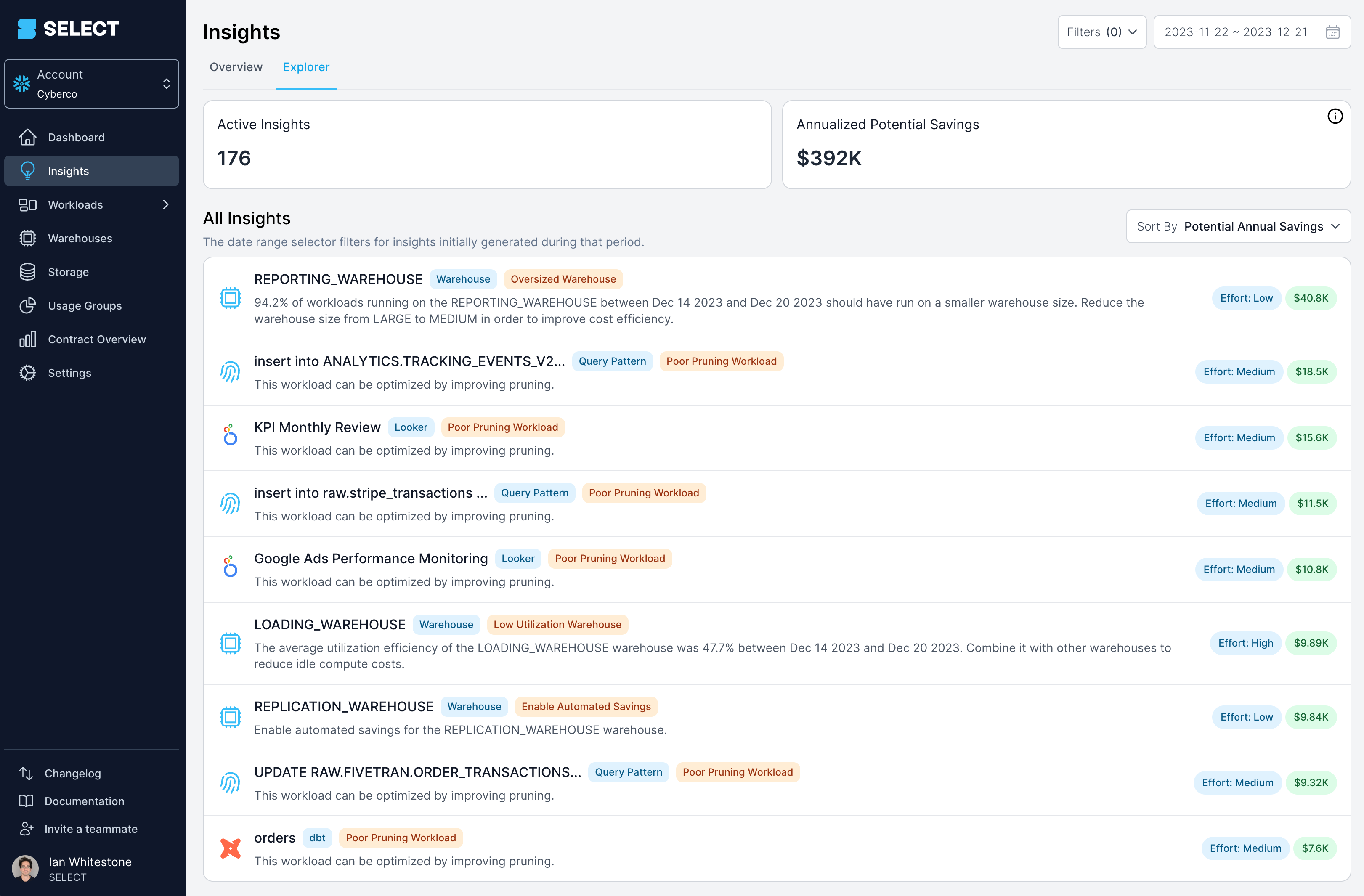 SELECT Snowflake Insights feature part 2