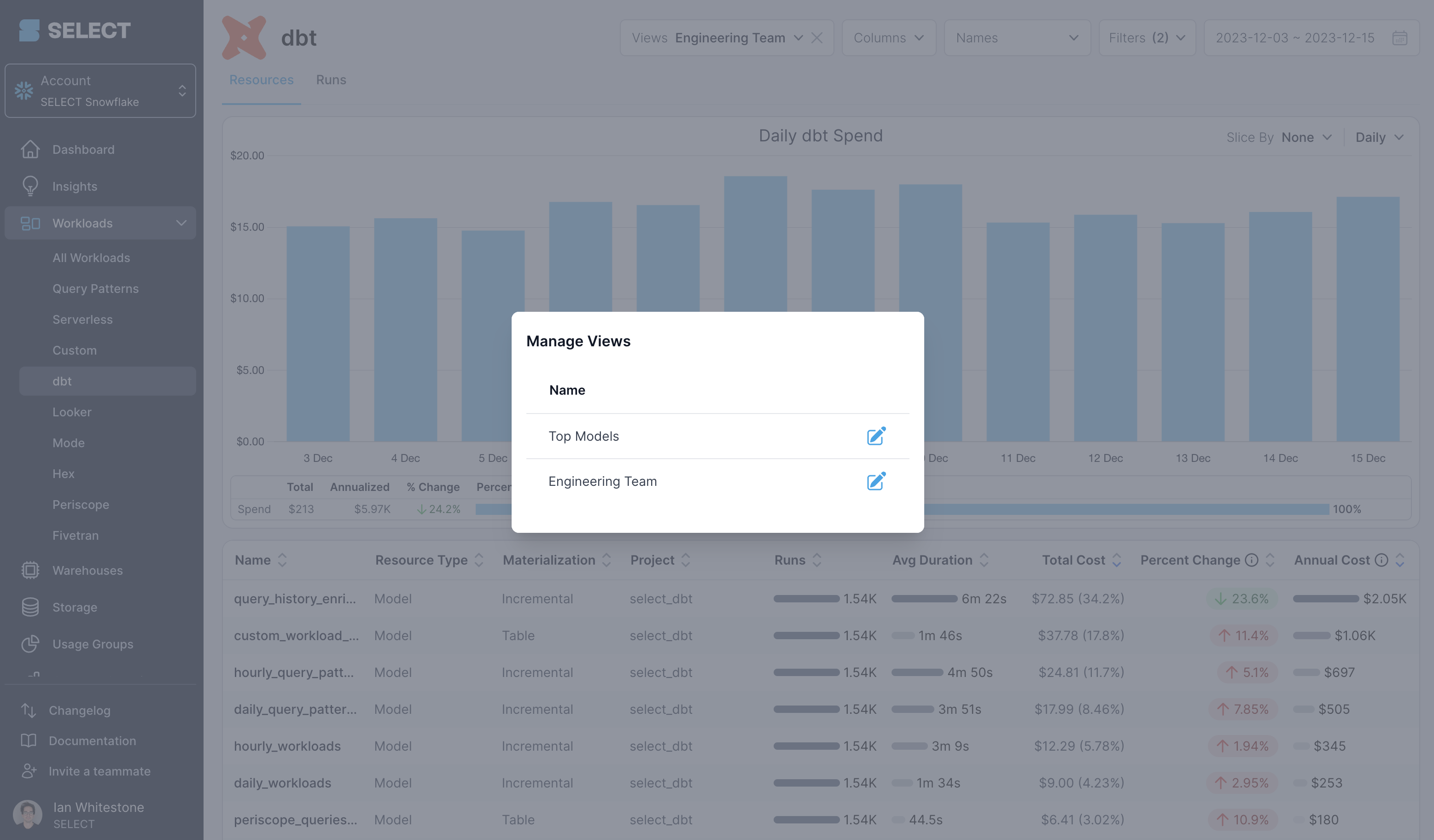 SELECT manage existing Views part 2