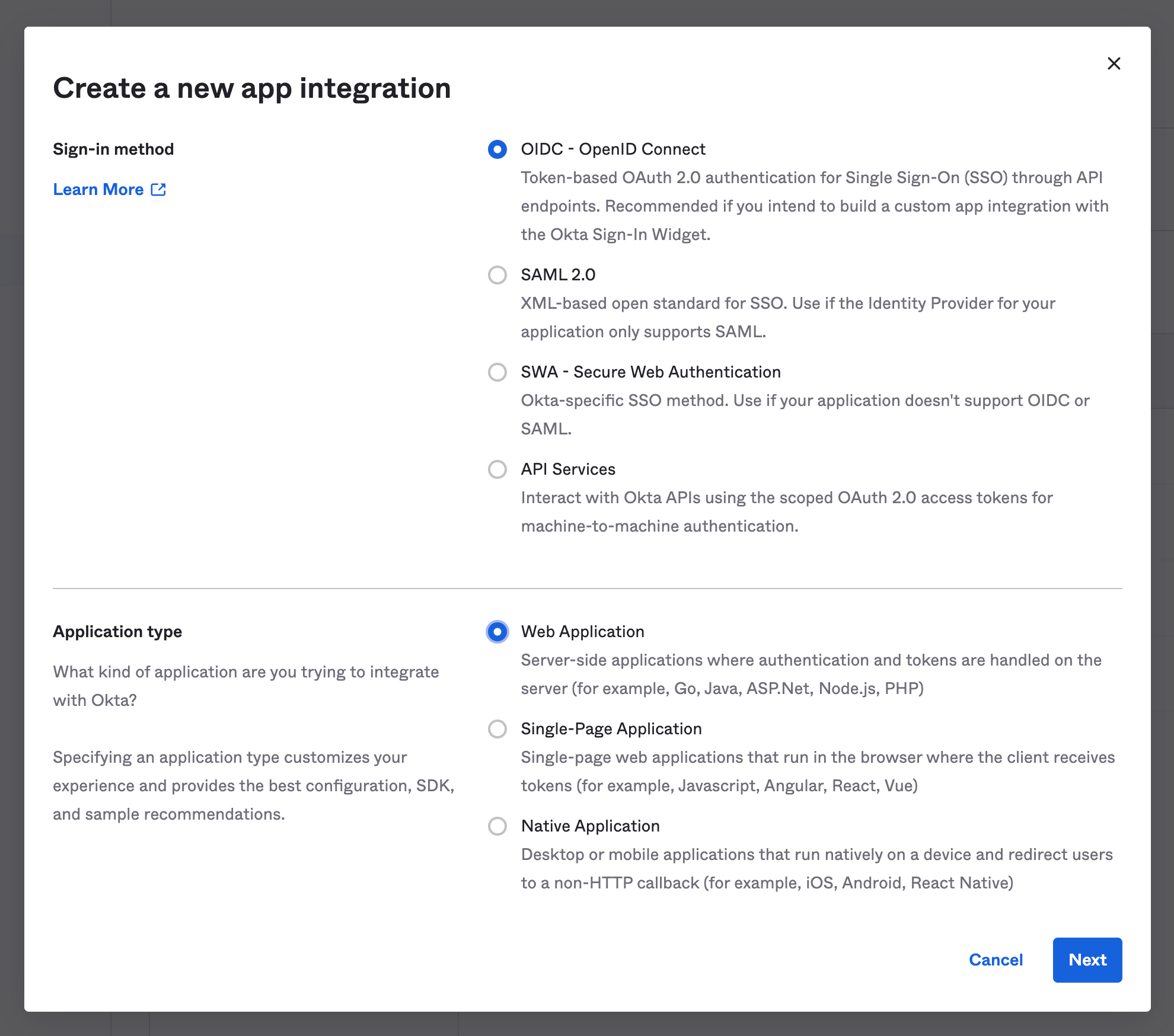 SELECT Okta integration setup step #2