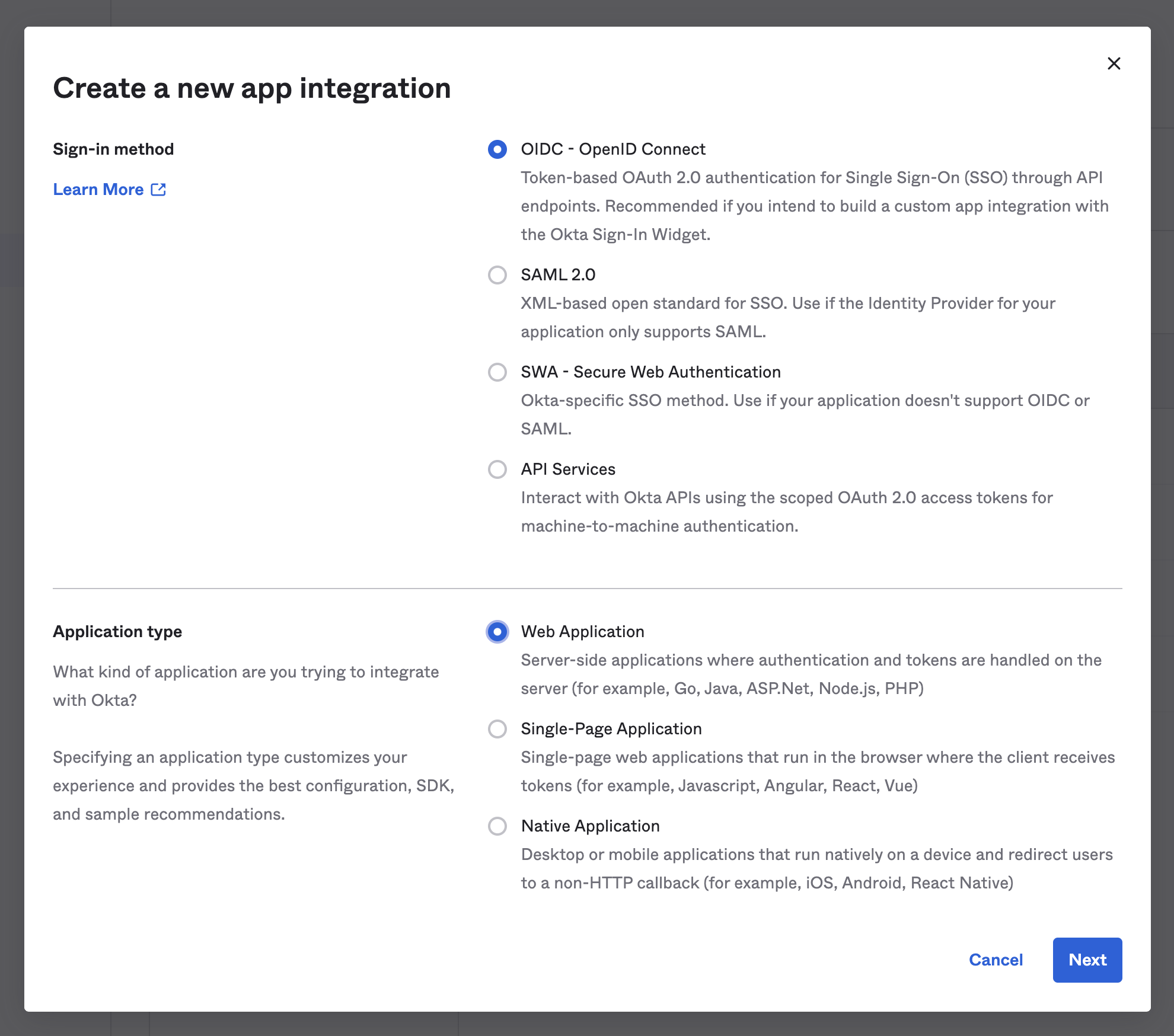 SELECT Okta integration setup step #2