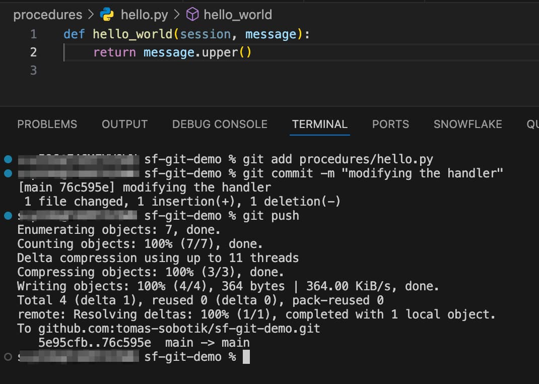 SELECT Snowflake Git Integration