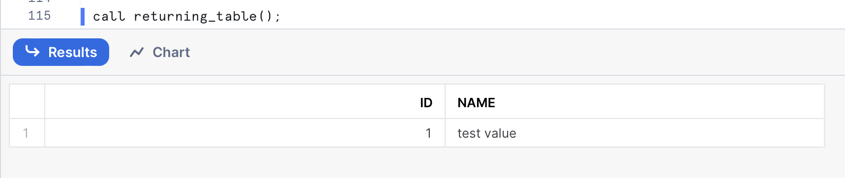 Snowflake call stored procedure with table return value