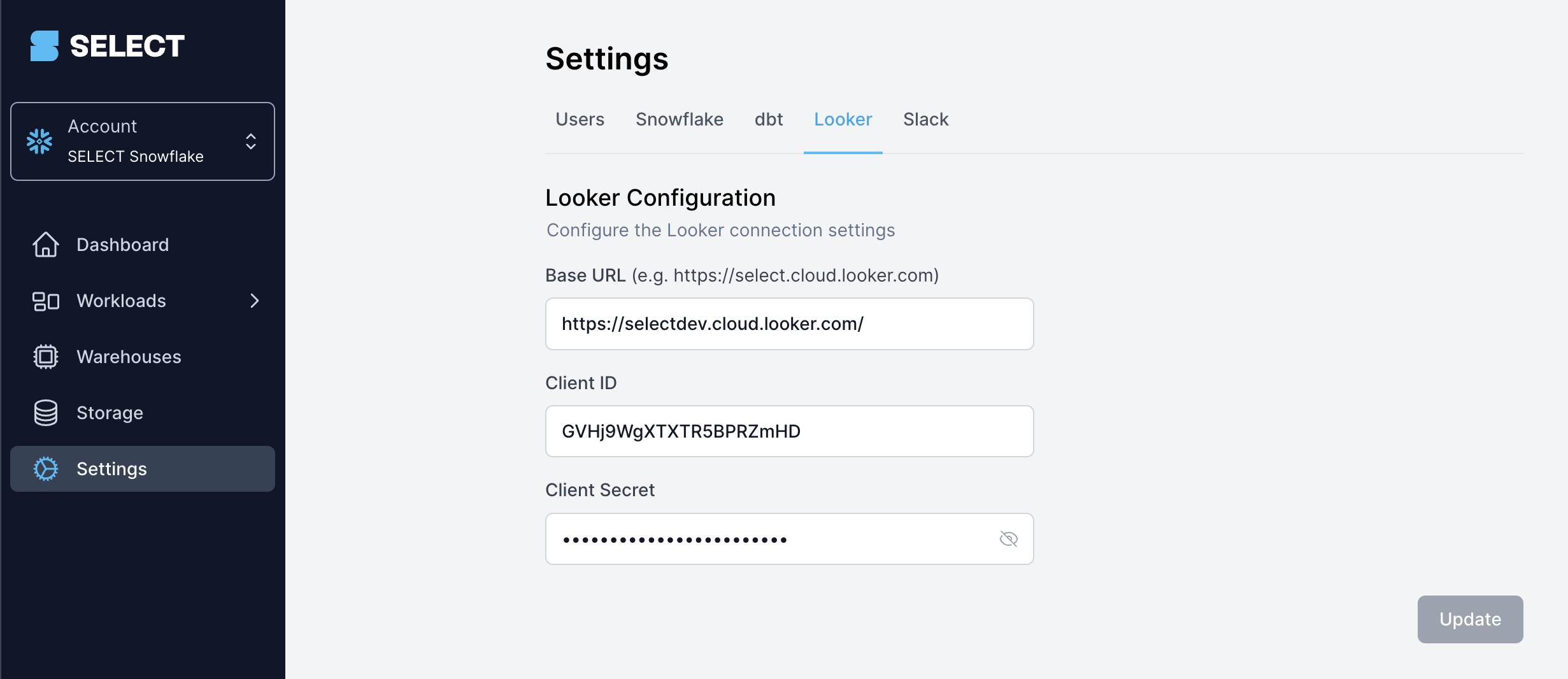 Configure settings in SELECT