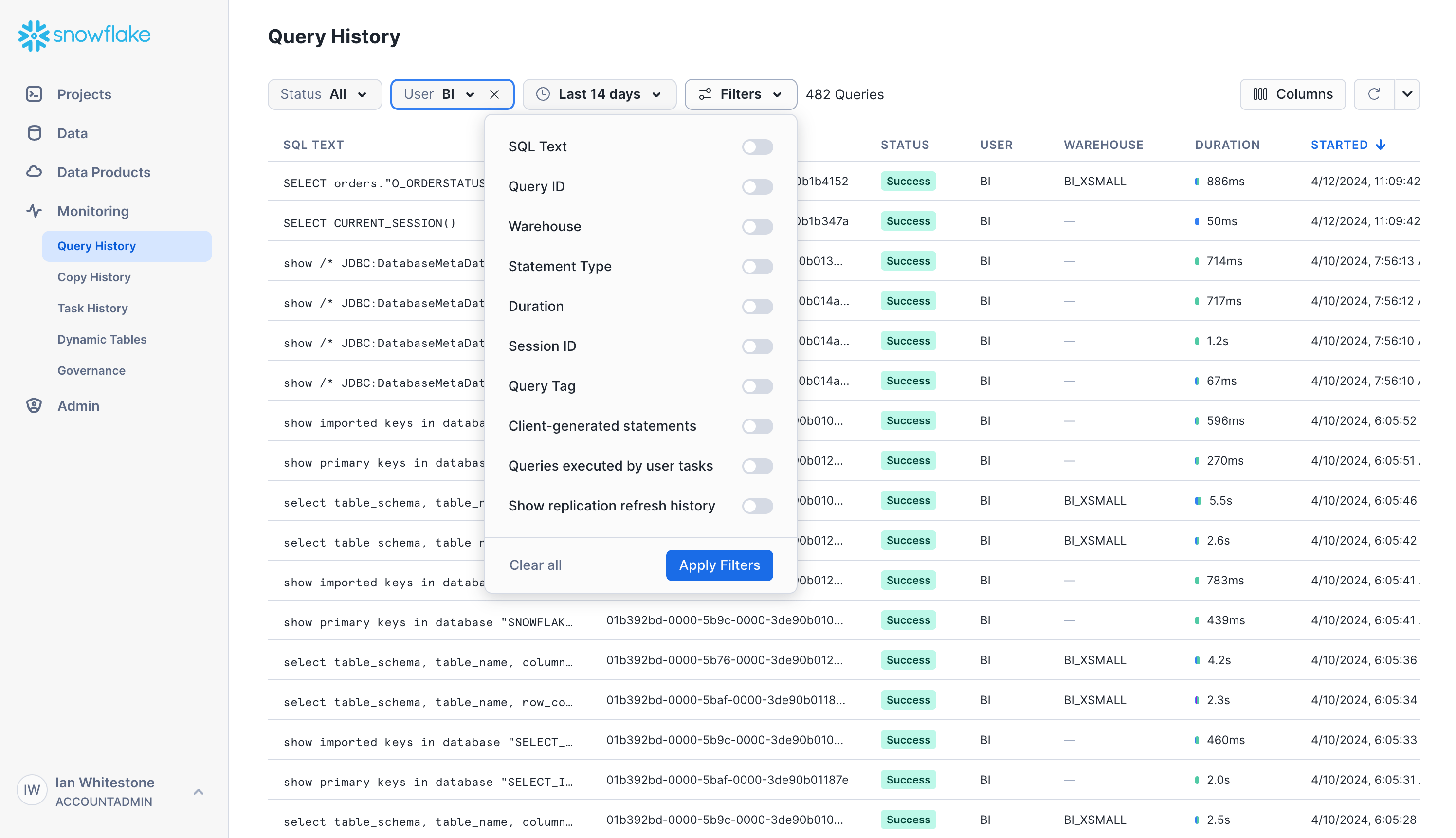 Using the Snowflake Query History: 9 Practical Examples